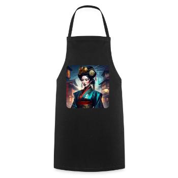 Fière geisha moderne - Tablier de cuisine - noir - Devant - AI Model Male 185 dark (185cm)