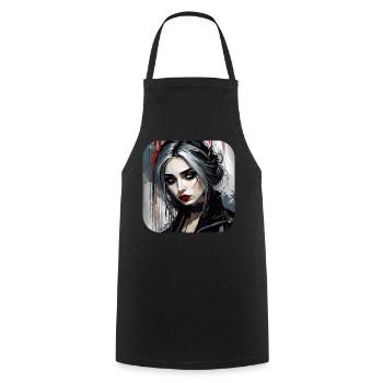 Fille gothique cool aux lèvres rouges - Tablier de cuisine - noir - Devant - AI Model Male 185 dark (185cm)