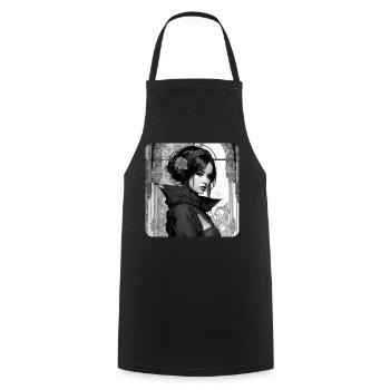 Mysterious Gothic Asian Woman - Cooking Apron - black - Front - AI Model Male 185 dark (185cm)
