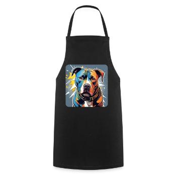 Cool Pitbull Dog - Cooking Apron - black - Front - AI Model Male 185 dark (185cm)