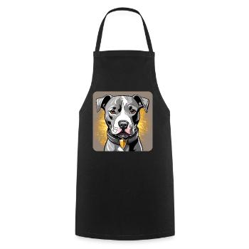 Cute Cute Pitbull Terrier Dog - Cooking Apron - black - Front - AI Model Male 185 dark (185cm)