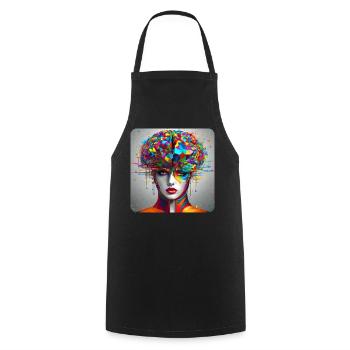 Cooles buntes Psychedelisches Motiv Frau - Kochschürze - Schwarz - Vorne - AI Model Male 185 dark (185cm)