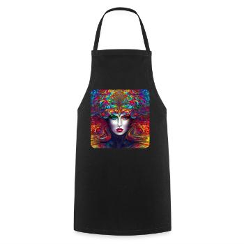 Cooles buntes Psychedelisches Motiv Frau - Kochschürze - Schwarz - Vorne - AI Model Male 185 dark (185cm)