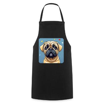 Niedlicher kleiner Mops mit Hundeblick - Kochschürze - Schwarz - Vorne - AI Model Male 185 dark (185cm)