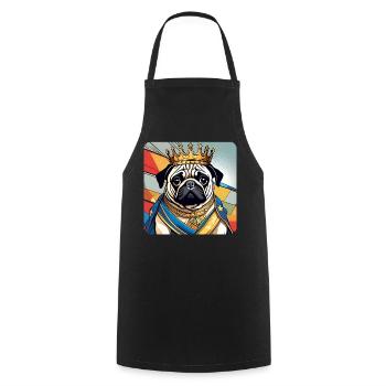 Cute royal pug with crown - Cooking Apron - black - Front - AI Model Male 185 dark (185cm)
