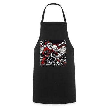 Undead biker Santa Claus with motorbike - Cooking Apron - black - Front - AI Model Male 185 dark (185cm)