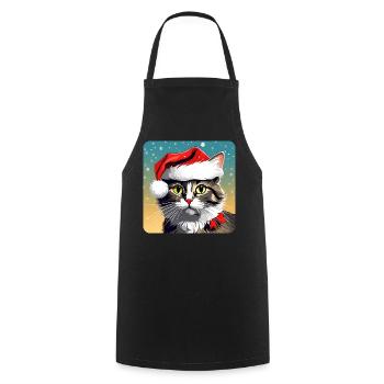 Chat de Noël mignon - Tablier de cuisine - noir - Devant - AI Model Male 185 dark (185cm)