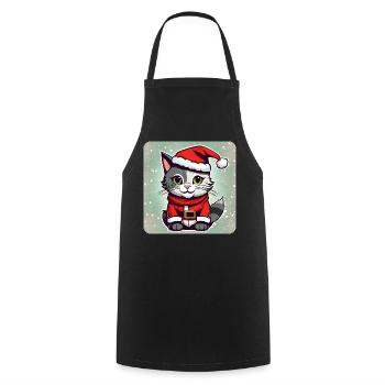 Niedliche Weihnachtskatze - Kochschürze - Schwarz - Vorne - AI Model Male 185 dark (185cm)