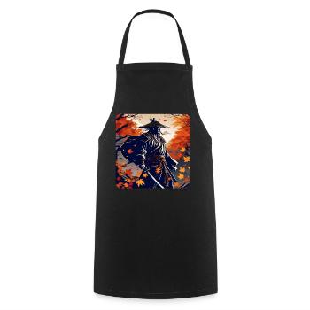 Stolzer Samurai Krieger mit Katana im Herbst - Kochschürze - Schwarz - Vorne - AI Model Male 185 dark (185cm)