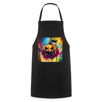 Tête de citrouille d’Halloween effrayante dans le Style Graffiti - Tablier de cuisine - noir - Devant - AI Model Male 185 dark (185cm)