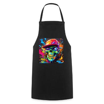 Crâne cool avec des lunettes de soleil dans le style graffiti - Tablier de cuisine - noir - Devant - AI Model Male 185 dark (185cm)