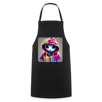 Cute ghost in colorful hoodie - Cooking Apron - black - Front - AI Model Male 185 dark (185cm)