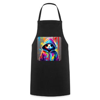 Creepy Ghost in Hoodie Graffiti Style - Cooking Apron - black - Front - AI Model Male 185 dark (185cm)
