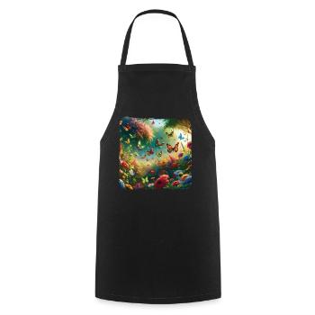 Lebendiges Gemälde Schmetterlinge Flora Fauna - Kochschürze - Schwarz - Vorne - AI Model Male 185 dark (185cm)