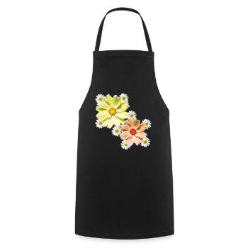 Cosmee with daisies blossom floral floral pattern - Cooking Apron - black - Front - AI Model Male 185 dark (185cm)