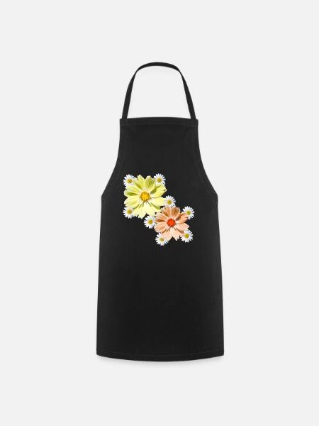 Cosmee avec des marguerites fleuri motif floral - Tablier de cuisine - noir