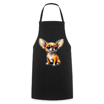 Niedlicher kleiner Chihuahua Hund im Comic Style I - Kochschürze - Schwarz - Vorne - AI Model Male 185 dark (185cm)