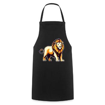 Proud lion in retro style - Cooking Apron - black - Front - AI Model Male 185 dark (185cm)