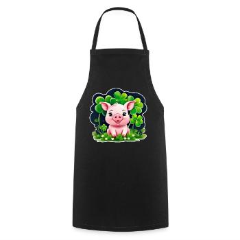 Cute lucky pig with shamrocks - Cooking Apron - black - Front - AI Model Male 185 dark (185cm)