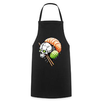 Sushi Skull // Totenkopf Sushi // Wasabi FS0125 - Tablier de cuisine - noir - Devant - AI Model Male 185 dark (185cm)