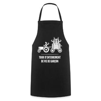 Tour D’Enterrement Vie Garçon Tracteur Tonneau (W) - Tablier de cuisine - noir - Devant - AI Model Male 185 dark (185cm)