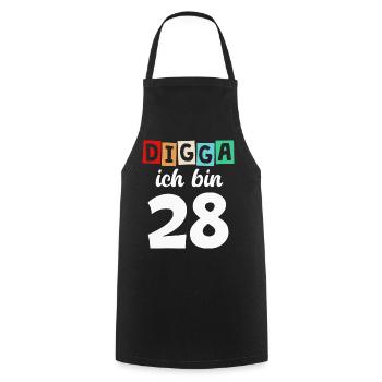 Digga Ich Bin 28 Jahre 28. Geburtstag - Kochschürze - Schwarz - Vorne - AI Model Male 185 dark (185cm)