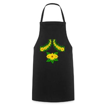 Sunflower Flower Vine Blossom Floral Pattern Yellow - Cooking Apron - black - Front - AI Model Male 185 dark (185cm)