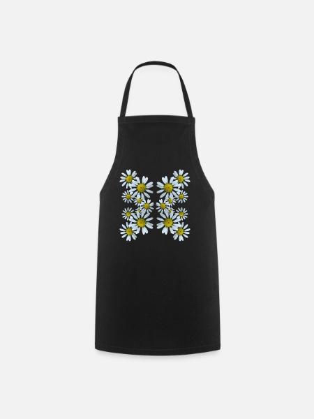 Margeriten Blumenmuster Gänseblümchen Blüte blumig - Kochschürze - Schwarz