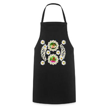 Marguerites Fleur Papillon Motif Floral Floral - Tablier de cuisine - noir - Devant - AI Model Male 185 dark (185cm)
