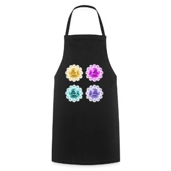 Marguerites papillons fleur motif floral - Tablier de cuisine - noir - Devant - AI Model Male 185 dark (185cm)