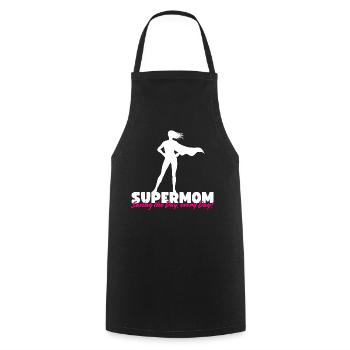 Supermom - Saving the Day, Every Day! - Cooking Apron - black - Front - AI Model Male 185 dark (185cm)