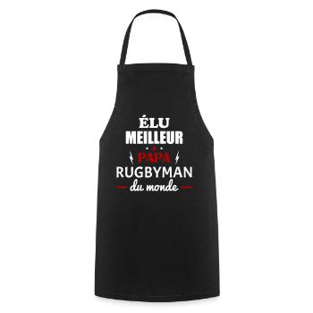 Élu meilleur papa rugbyman du monde,fête des pères - Tablier de cuisine - noir - Devant - AI Model Male 185 dark (185cm)