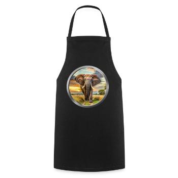 Elephant Animal - Cooking Apron - black - Front - AI Model Male 185 dark (185cm)
