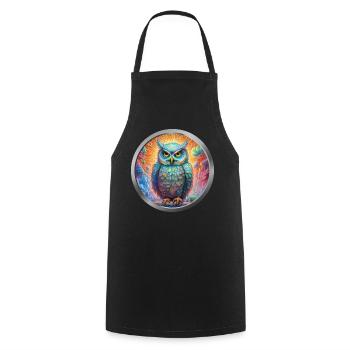 Owl Animal -4 - Cooking Apron - black - Front - AI Model Male 185 dark (185cm)