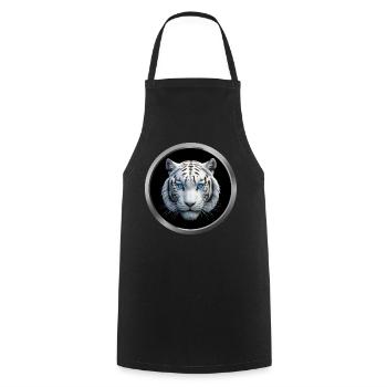 White Tiger Animal - 3 - Cooking Apron - black - Front - AI Model Male 185 dark (185cm)