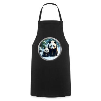 Panda and Cub - Cooking Apron - black - Front - AI Model Male 185 dark (185cm)
