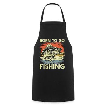 Born to Go Angeln Retro Barsch Fisch Liebhaber - Kochschürze - Schwarz - Vorne - AI Model Male 185 dark (185cm)