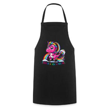 Gaie Coloré amusant design arc-en-ciel aventure - Tablier de cuisine - noir - Devant - AI Model Male 185 dark (185cm)