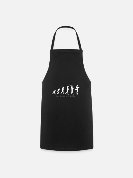 Evolution bodybuilder funny cool gift - Cooking Apron - black