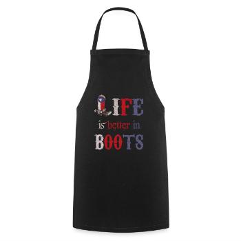 Cowboy Dallas Texas Cowboy Boots - Cooking Apron - black - Front - AI Model Male 185 dark (185cm)