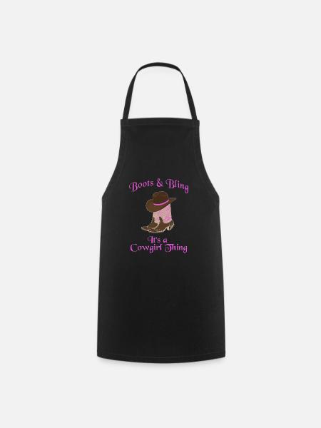 Cowboy Hat Wild West Western Cowboy Boots Hat - Cooking Apron - black