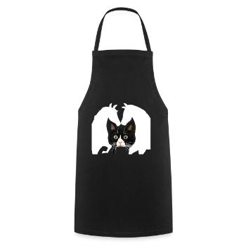 Chat de chat et de cheval cadeau - Tablier de cuisine - noir - Devant - AI Model Male 185 dark (185cm)