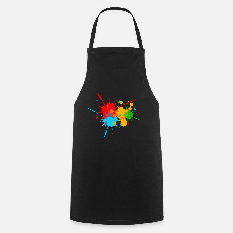 Farbspritzer, Farbkleckse, Farbe, color, bunt, fun - Kochschürze - Schwarz