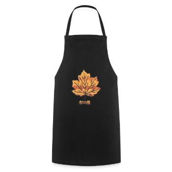Japanese autumn - Cooking Apron - black - Front - AI Model Male 185 dark (185cm)