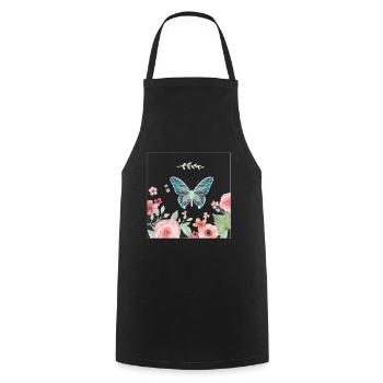 Schmetterling Butterfly Blumen Flower - Kochschürze - Schwarz - Vorne - AI Model Male 185 dark (185cm)