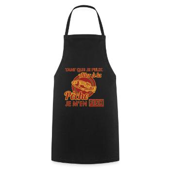 Pecheur shirt • Je m´en Fish • Pecheur Cadeau - Tablier de cuisine - noir - Devant - AI Model Male 185 dark (185cm)