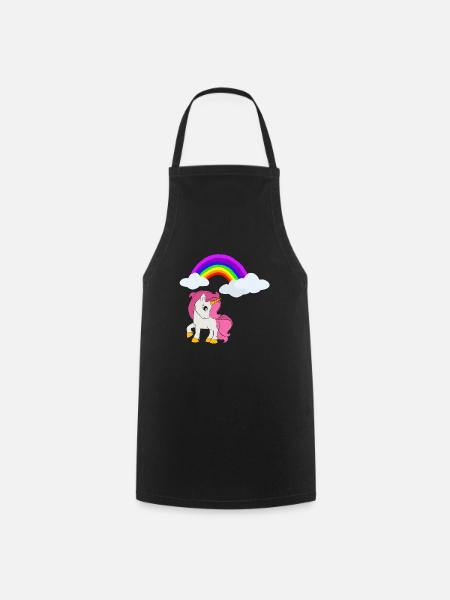 Licorne arc en ciel fille licorne fille - Tablier de cuisine - noir