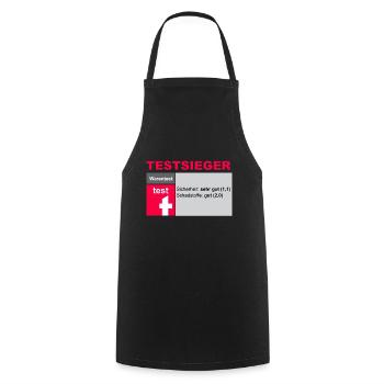 Fake Testsieger Warentest lustige Geschenkidee - Kochschürze - Schwarz - Vorne - AI Model Male 185 dark (185cm)