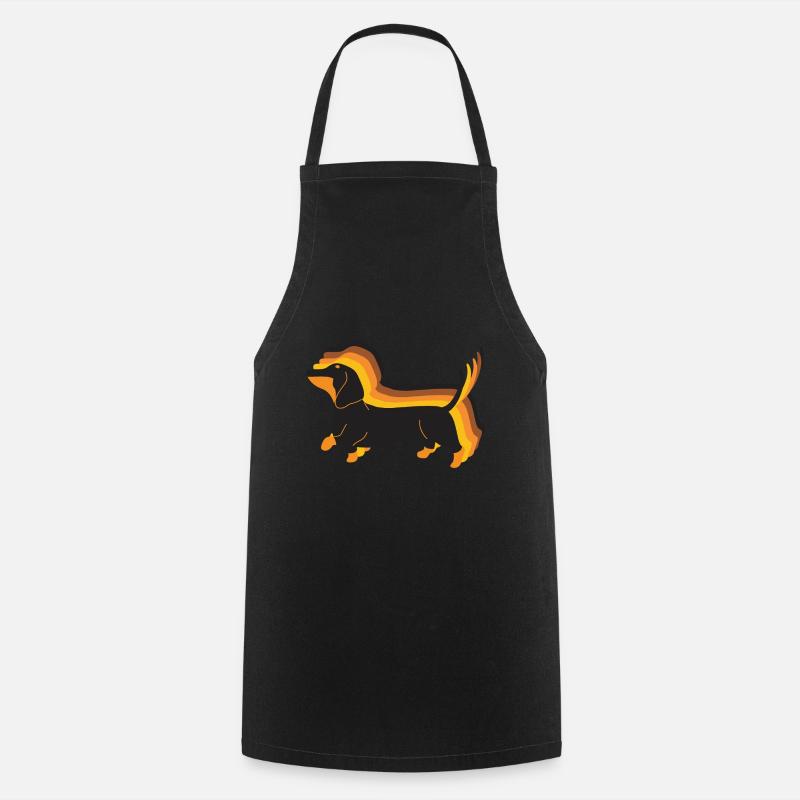 Happy Dachshund Retro Dackel freut sich auf Gassi - Kochschürze - Schwarz