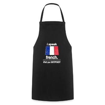 French - France - French - Language - Cooking Apron - black - Front - AI Model Male 185 dark (185cm)
